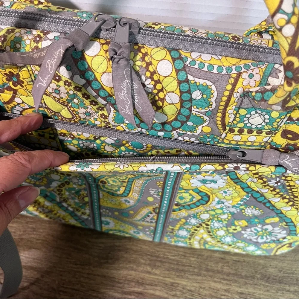 Vera Bradley Green Yellow Teal Gray Brown Paisley Labtop Bag